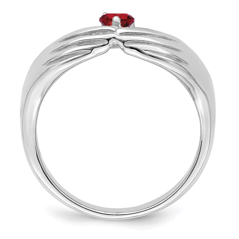 14k White Gold 1 Synthetic Stone Family Ring
