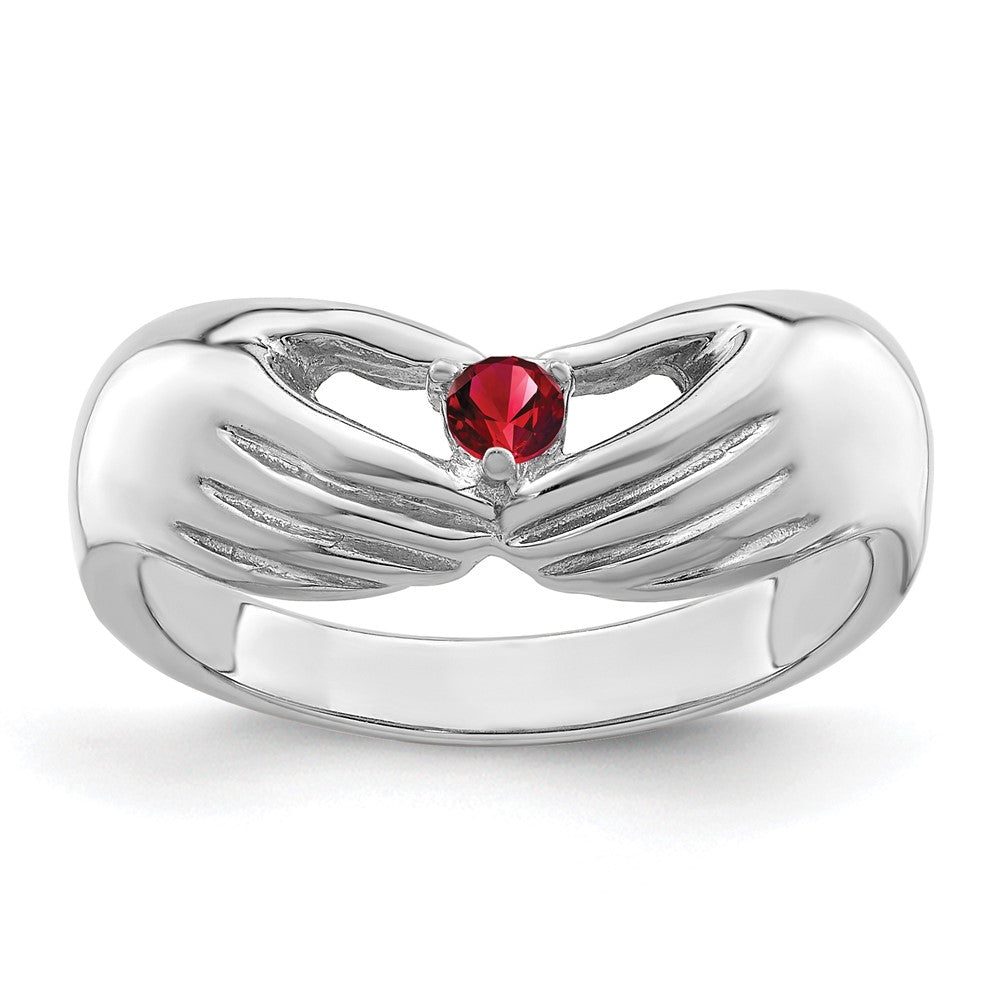 14k White Gold 1 Genuine Stone Family Ring
