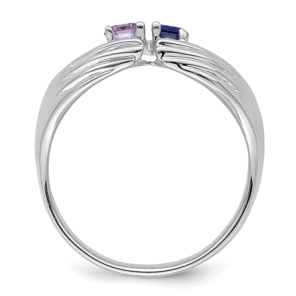 14k White Gold 2 Genuine Stone Family Ring