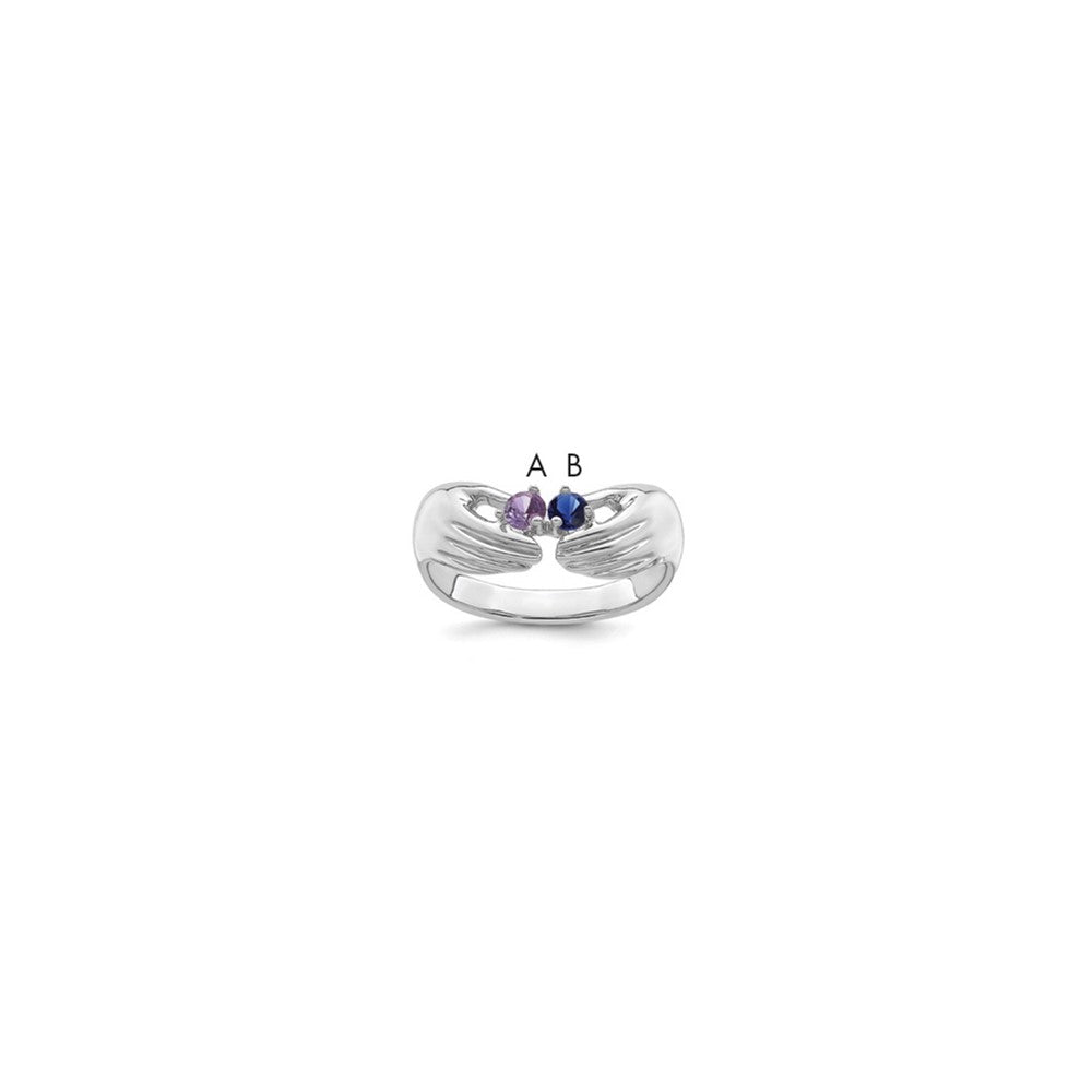 14k White Gold 2 Synthetic Stone Family Ring