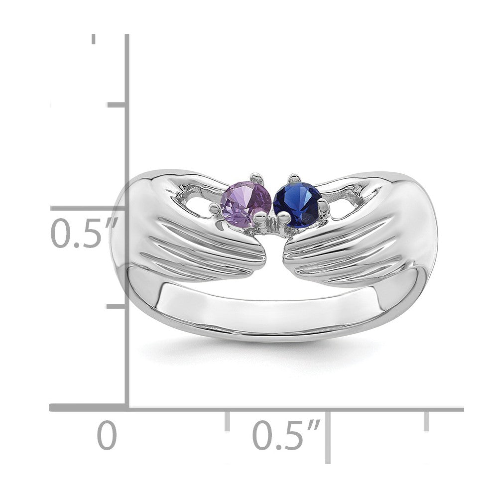 14k White Gold 2 Synthetic Stone Family Ring