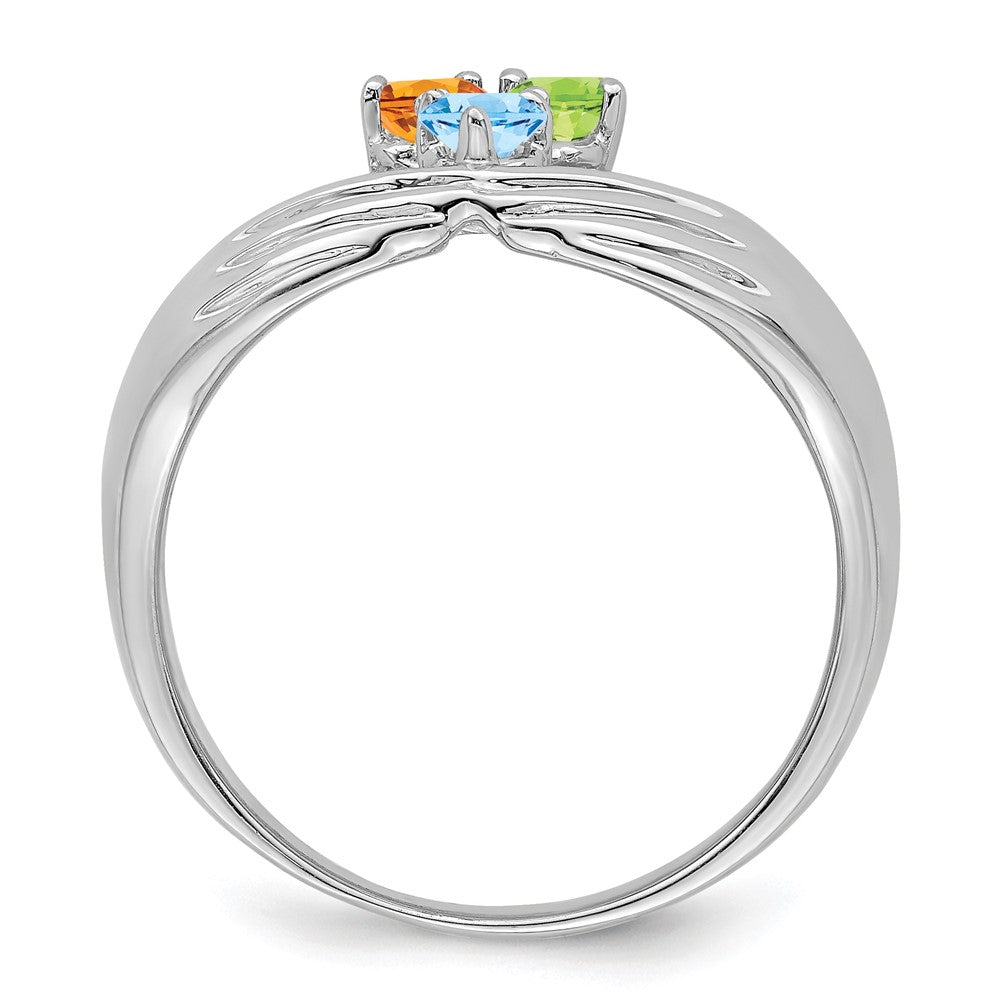 14k White Gold 3 Genuine Stone Family Ring