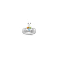 14k White Gold 3 Synthetic Stone Family Ring