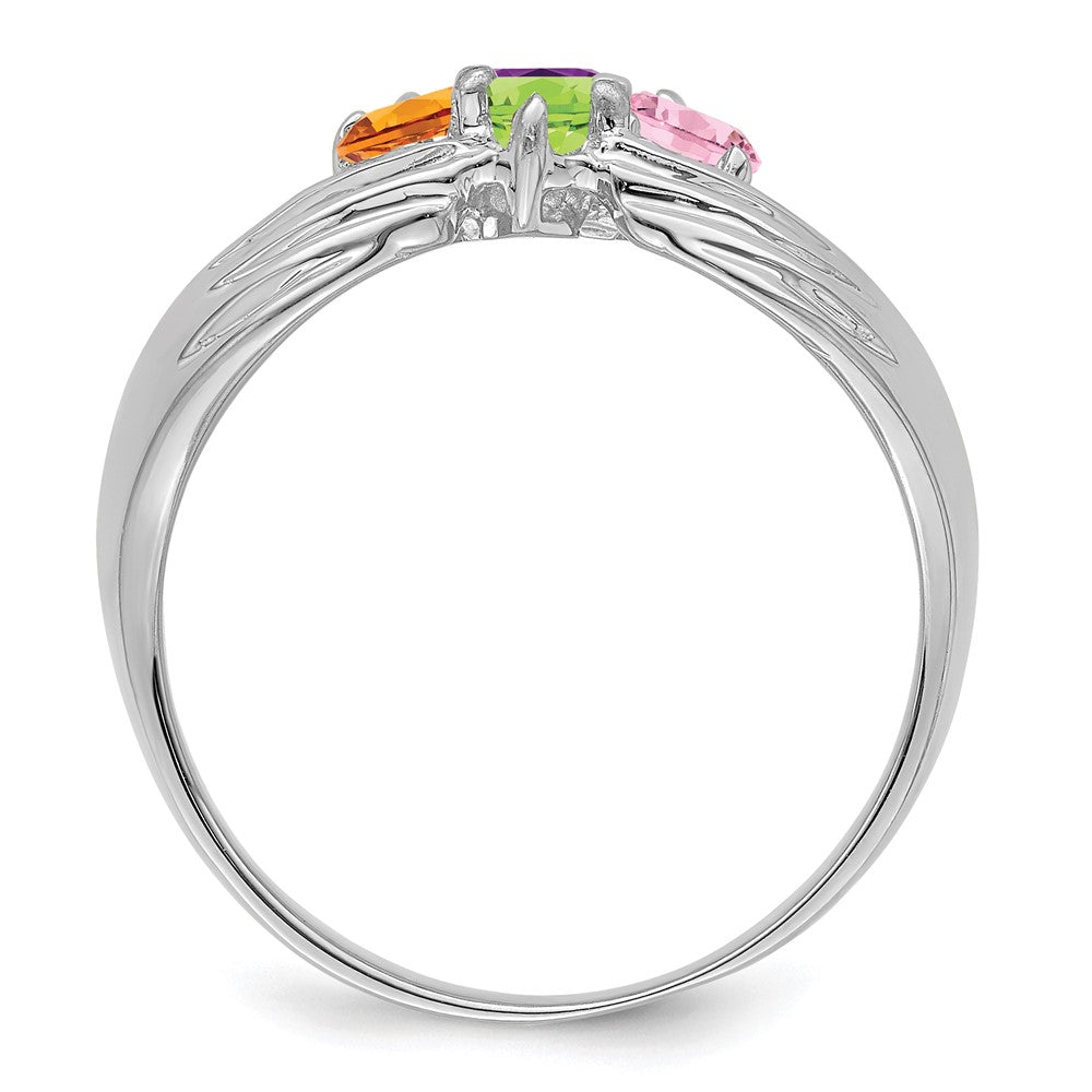 14k White Gold 4 Synthetic Stone Family Ring