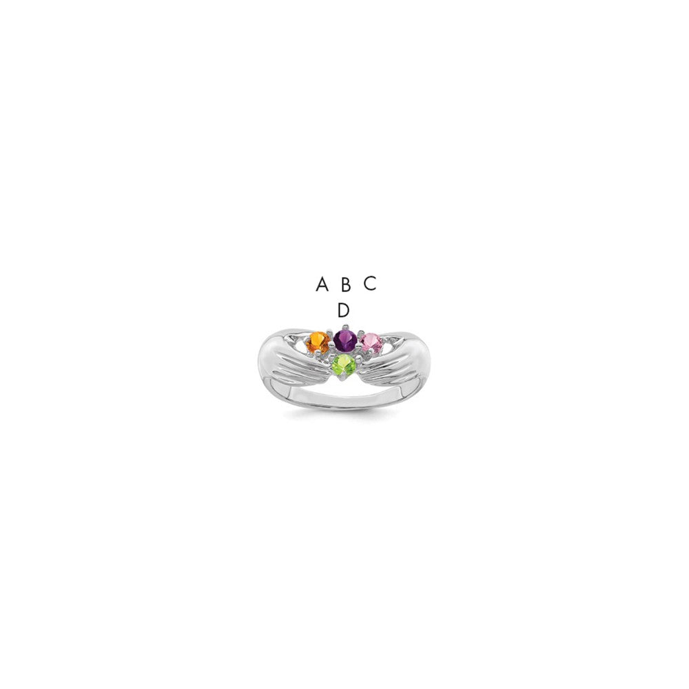 14k White Gold 4 Genuine Stone Family Ring