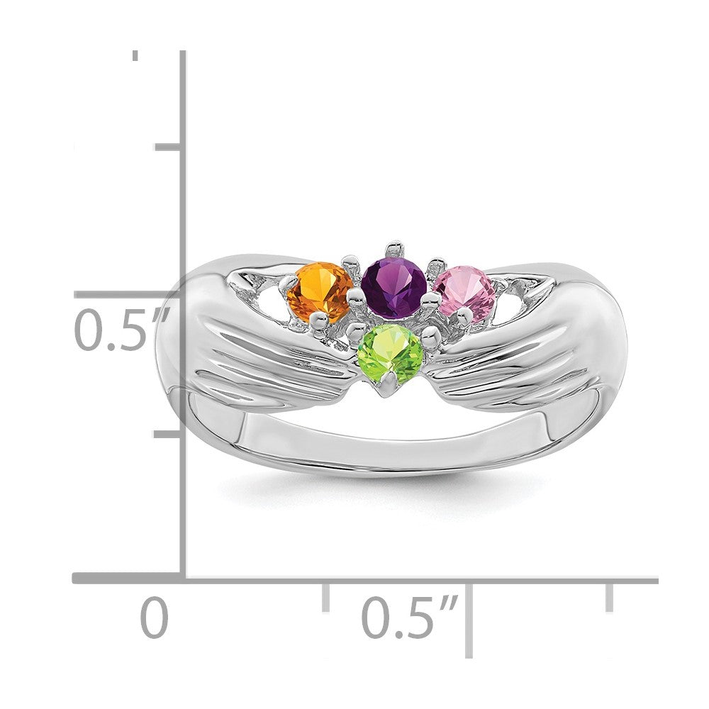 14k White Gold 4 Synthetic Stone Family Ring