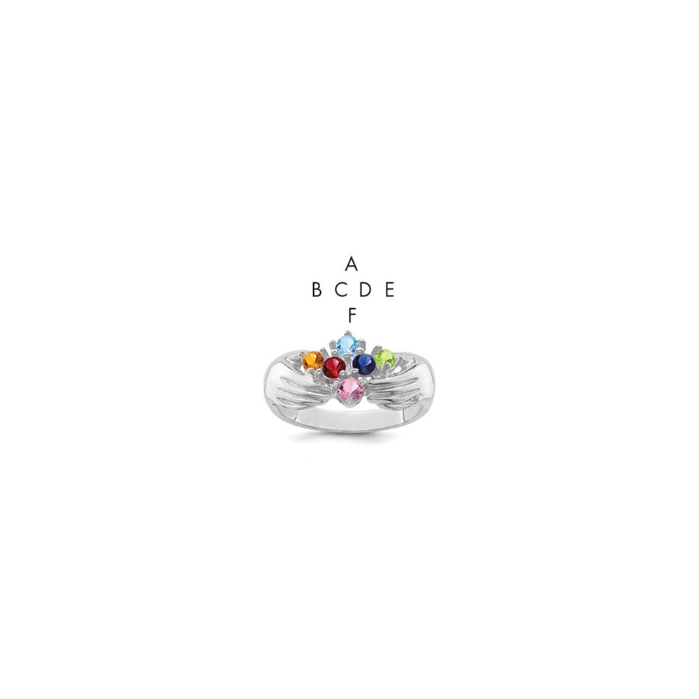 14k White Gold 6 Genuine Stone Family Ring