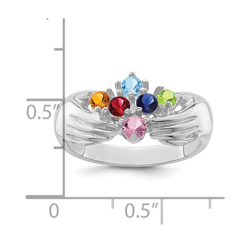14k White Gold 6 Genuine Stone Family Ring