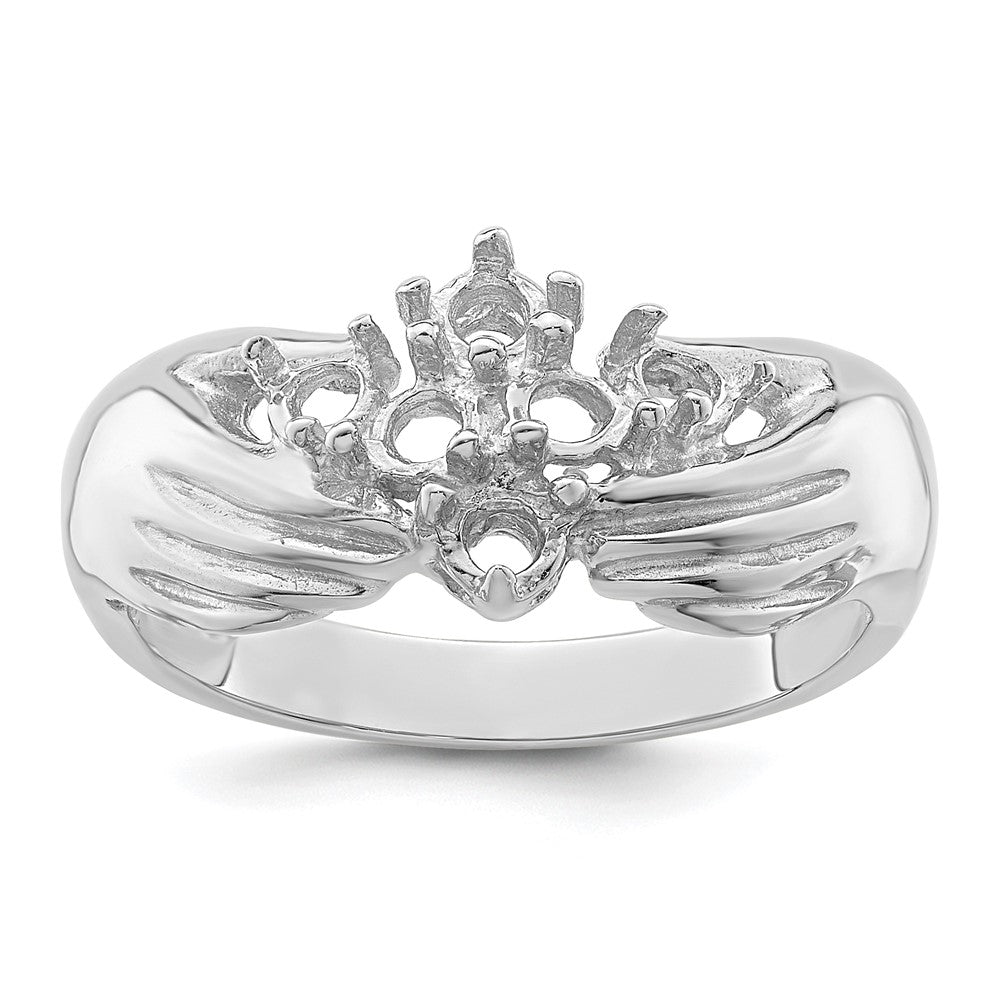 14k White Gold 6 Genuine Stone Family Ring