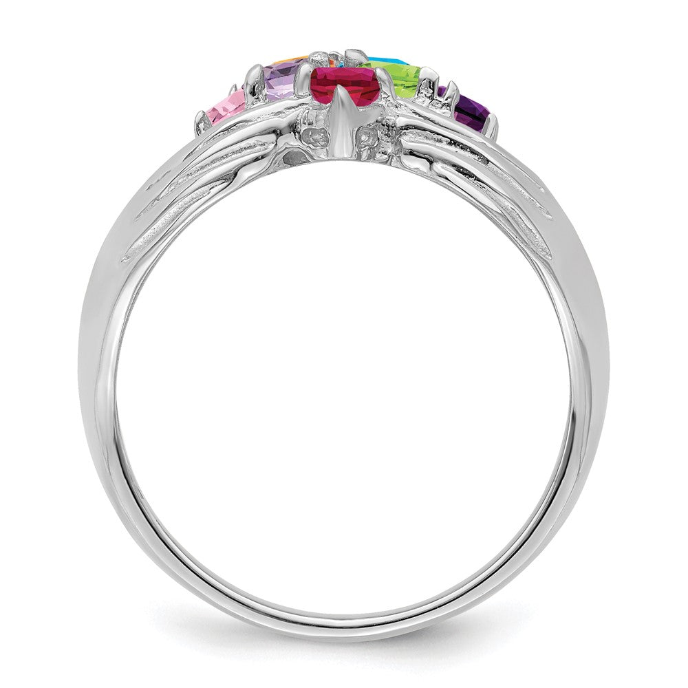 14k White Gold 7 Synthetic Stone Family Ring