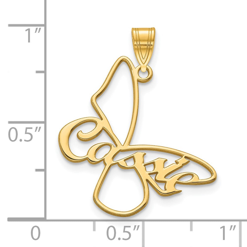 Sterling Silver/Gold-plated Small Butterfly with Name Pendant