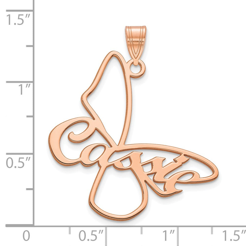 Sterling Silver/Rose-plated Large Butterfly with Name Pendant