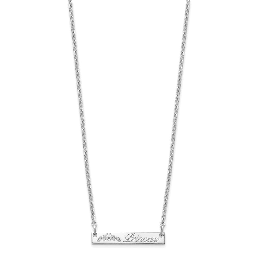 Sterling Silver/Rhodium-plated Small Customized Bar Necklace