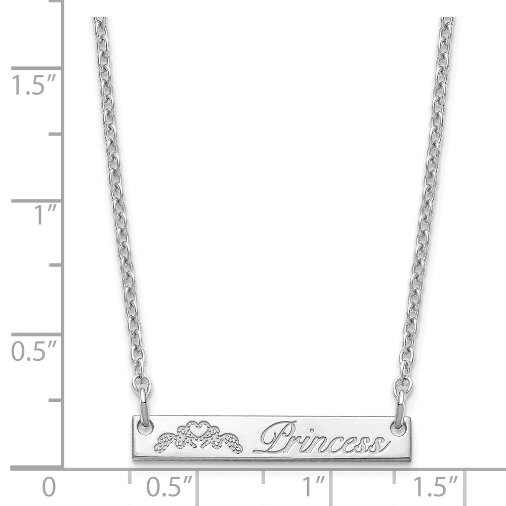 Sterling Silver/Rhodium-plated Small Customized Bar Necklace