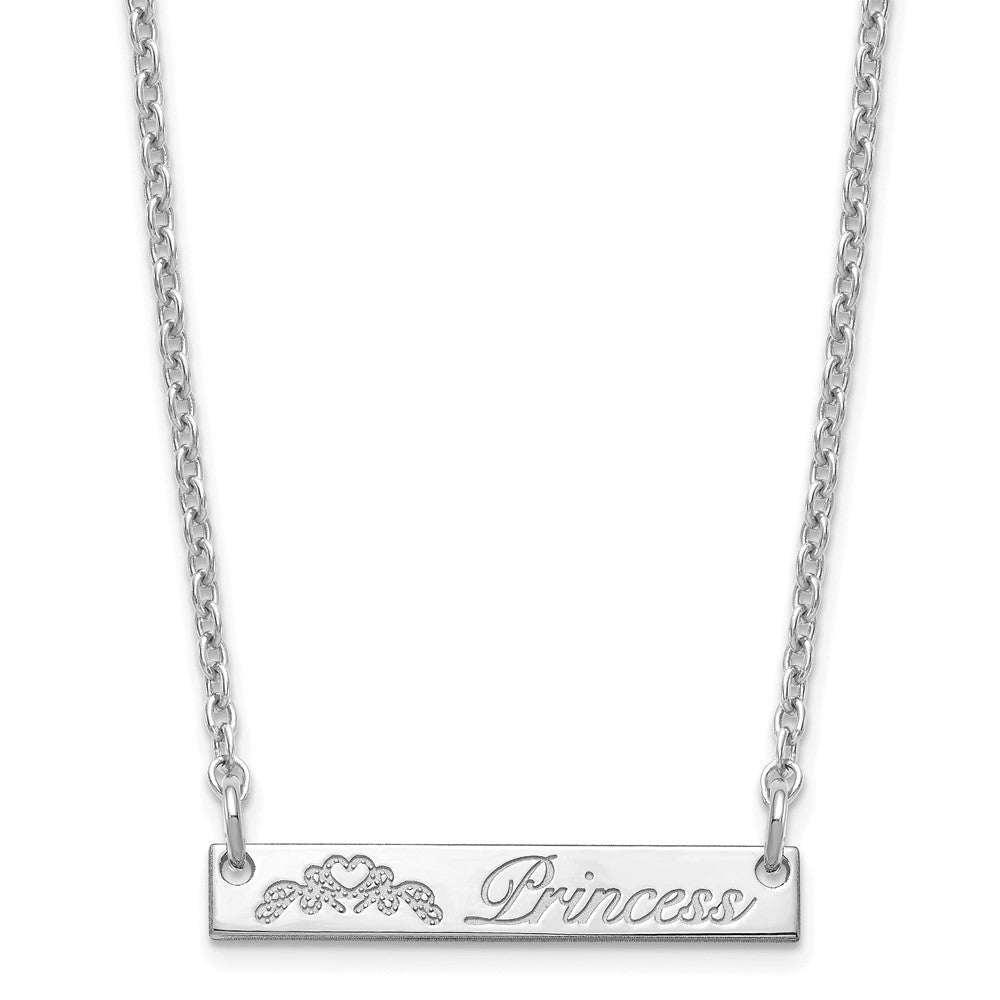 Sterling Silver/Rhodium-plated Small Customized Bar Necklace