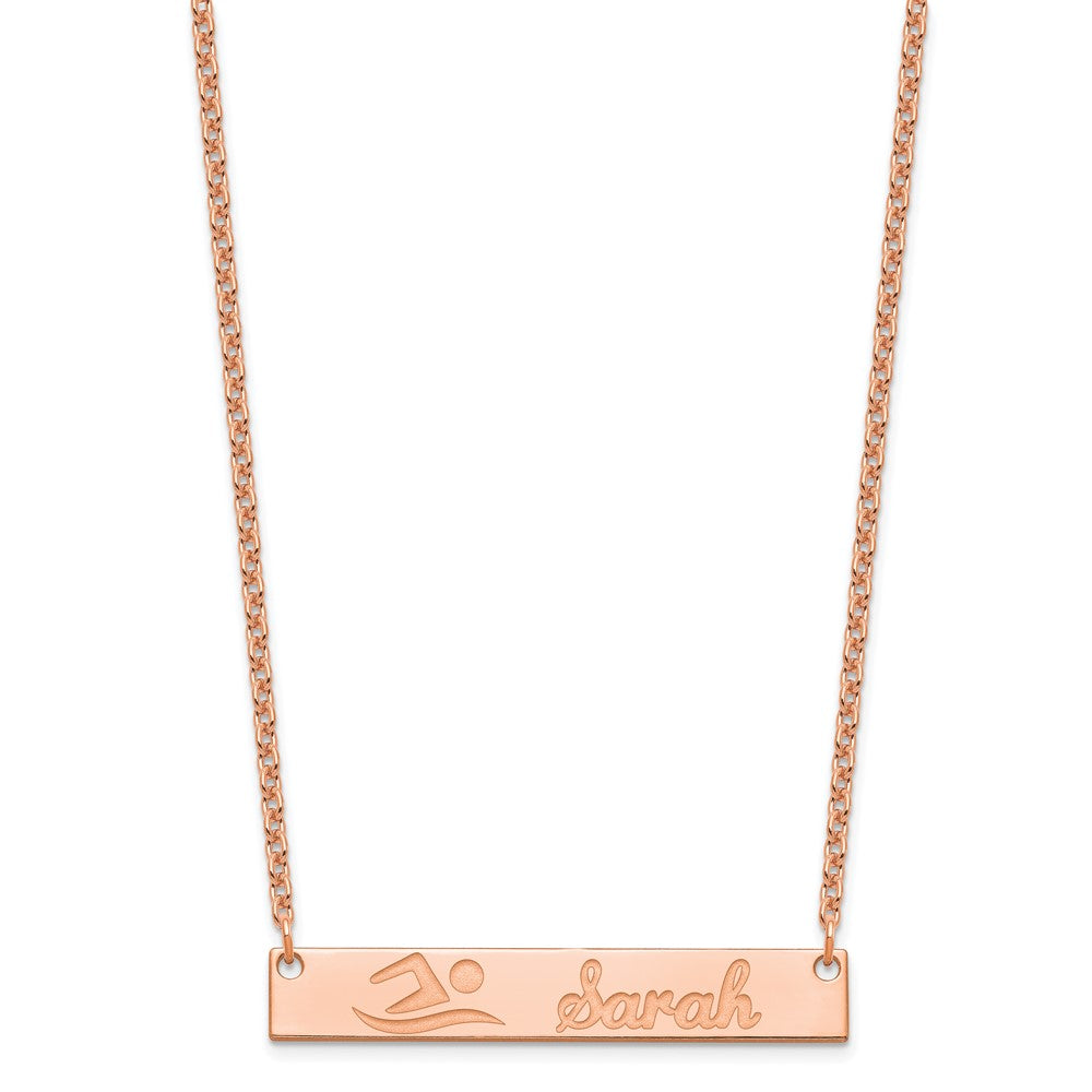 Sterling Silver/Rose-plated Medium Customized Bar Necklace