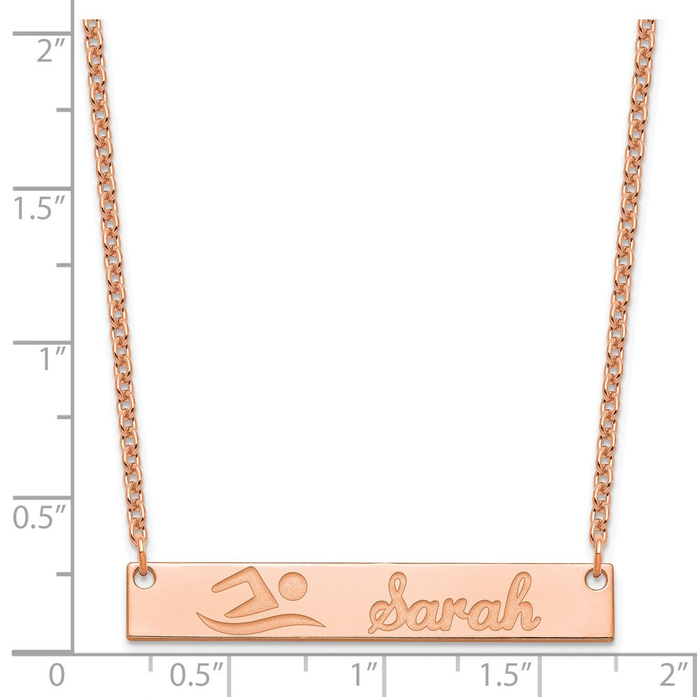 Sterling Silver/Rose-plated Medium Customized Bar Necklace