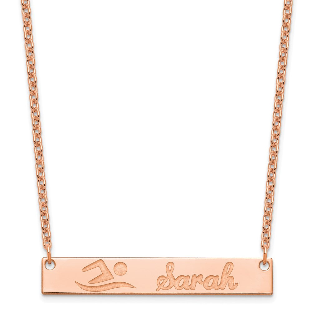 Sterling Silver/Rose-plated Medium Customized Bar Necklace