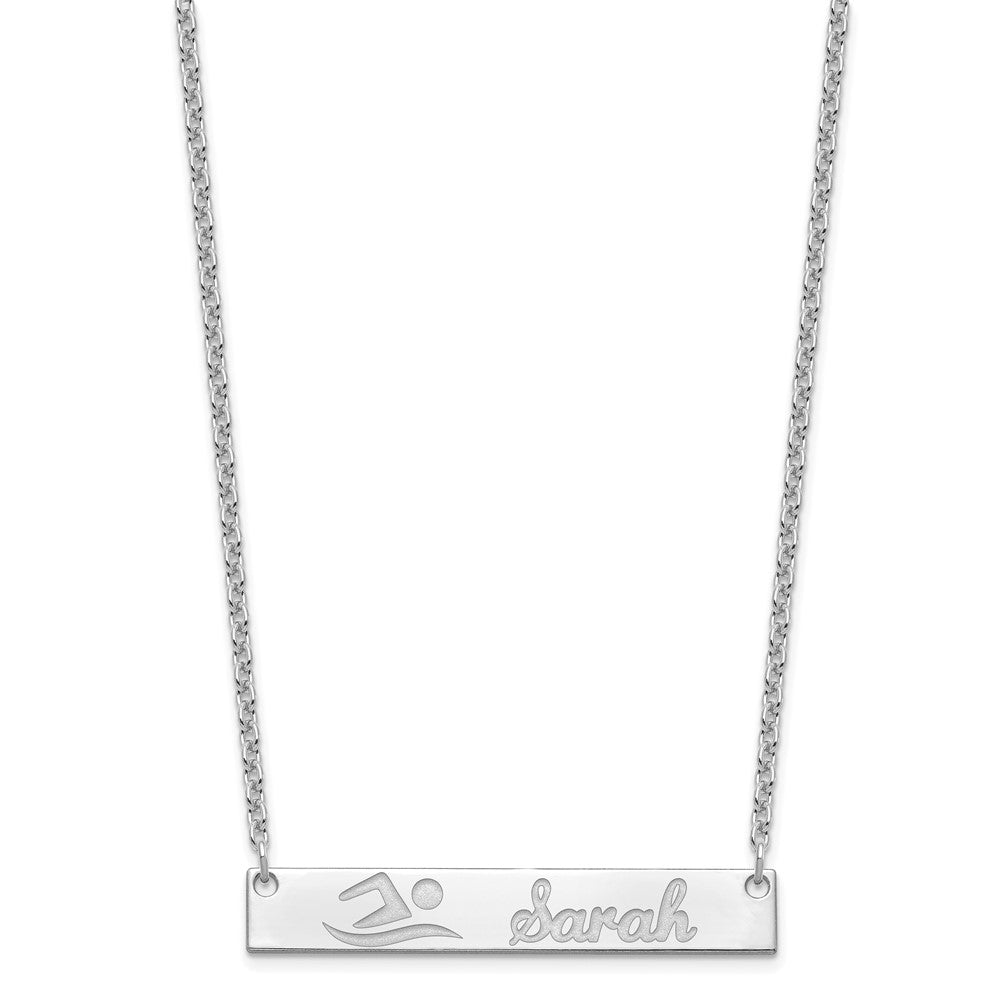Sterling Silver/Rhodium-plated Medium Customized Bar Necklace