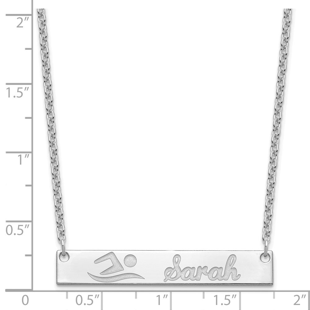 Sterling Silver/Rhodium-plated Medium Customized Bar Necklace