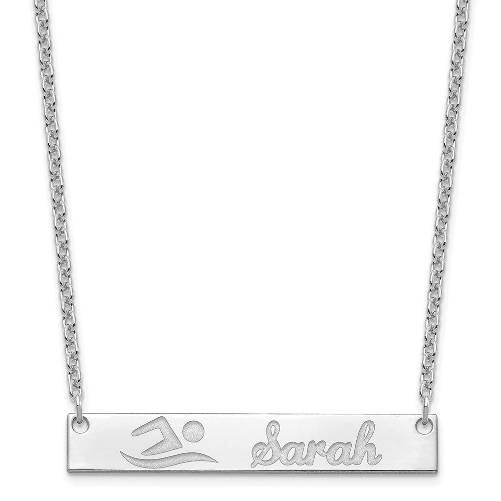 Sterling Silver/Rhodium-plated Medium Customized Bar Necklace