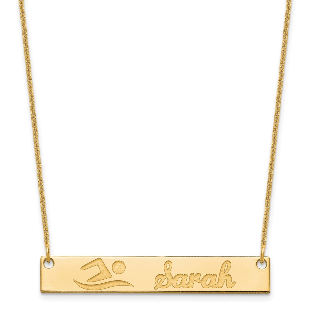 14k Yellow Gold Medium Customized Bar Necklace