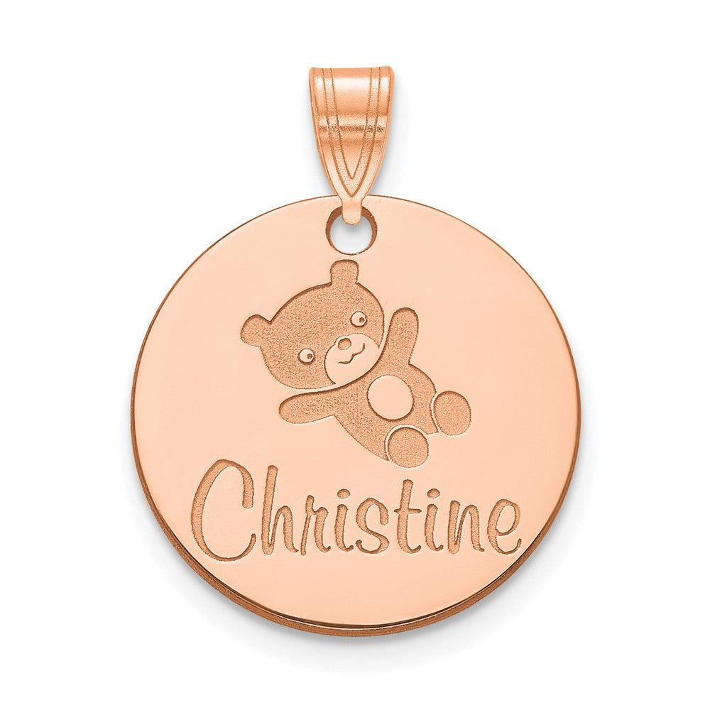 Sterling Silver/Rose-plated Small Customized Round Pendant