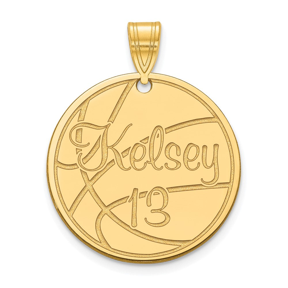 14k Yellow Gold Medium Customized Round Pendant