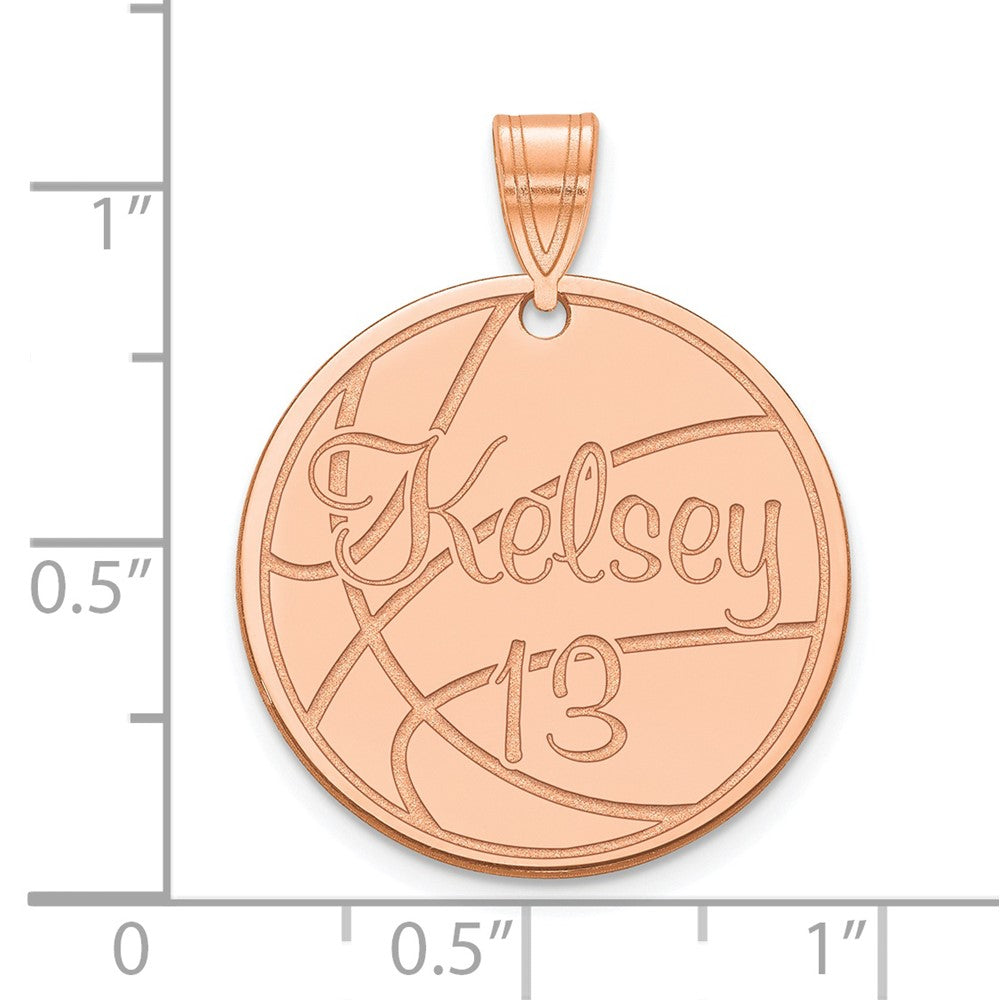Sterling Silver/Rose-plated Medium Customized Round Pendant