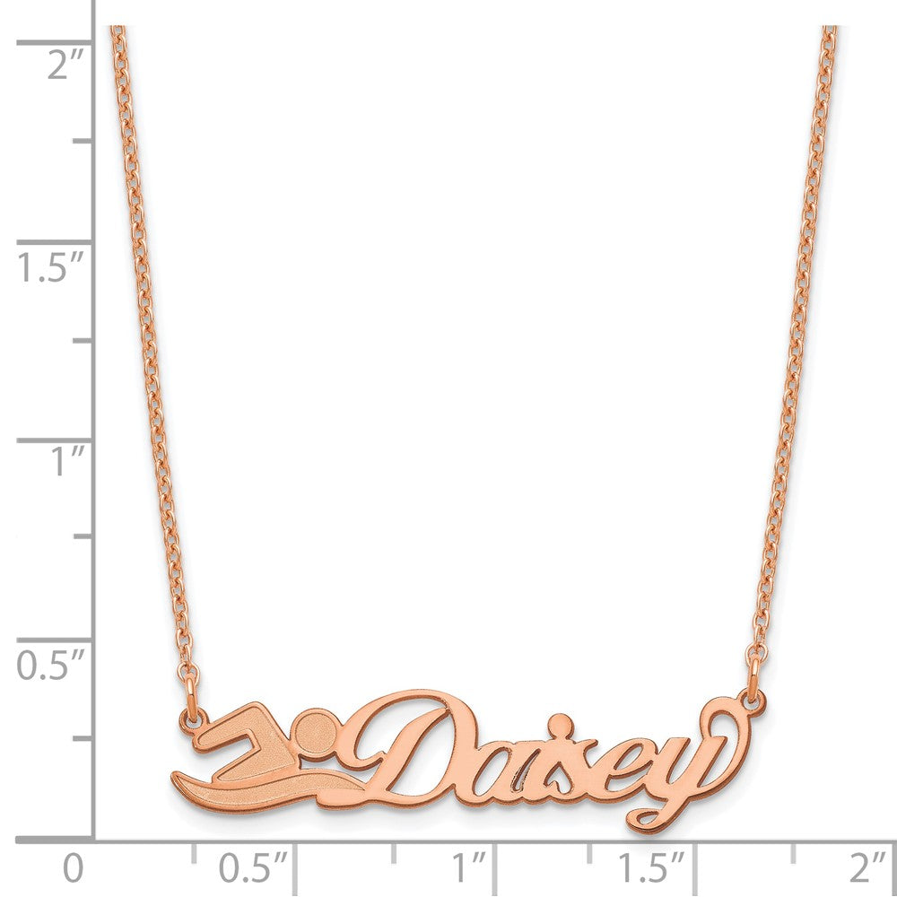 Sterling Silver/Rose-plated Small Customized Name Plate Necklace
