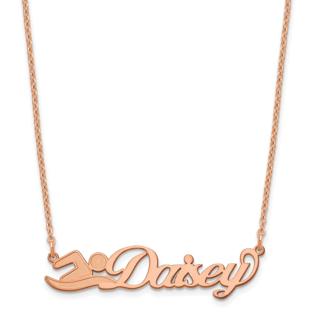 Sterling Silver/Rose-plated Small Customized Name Plate Necklace