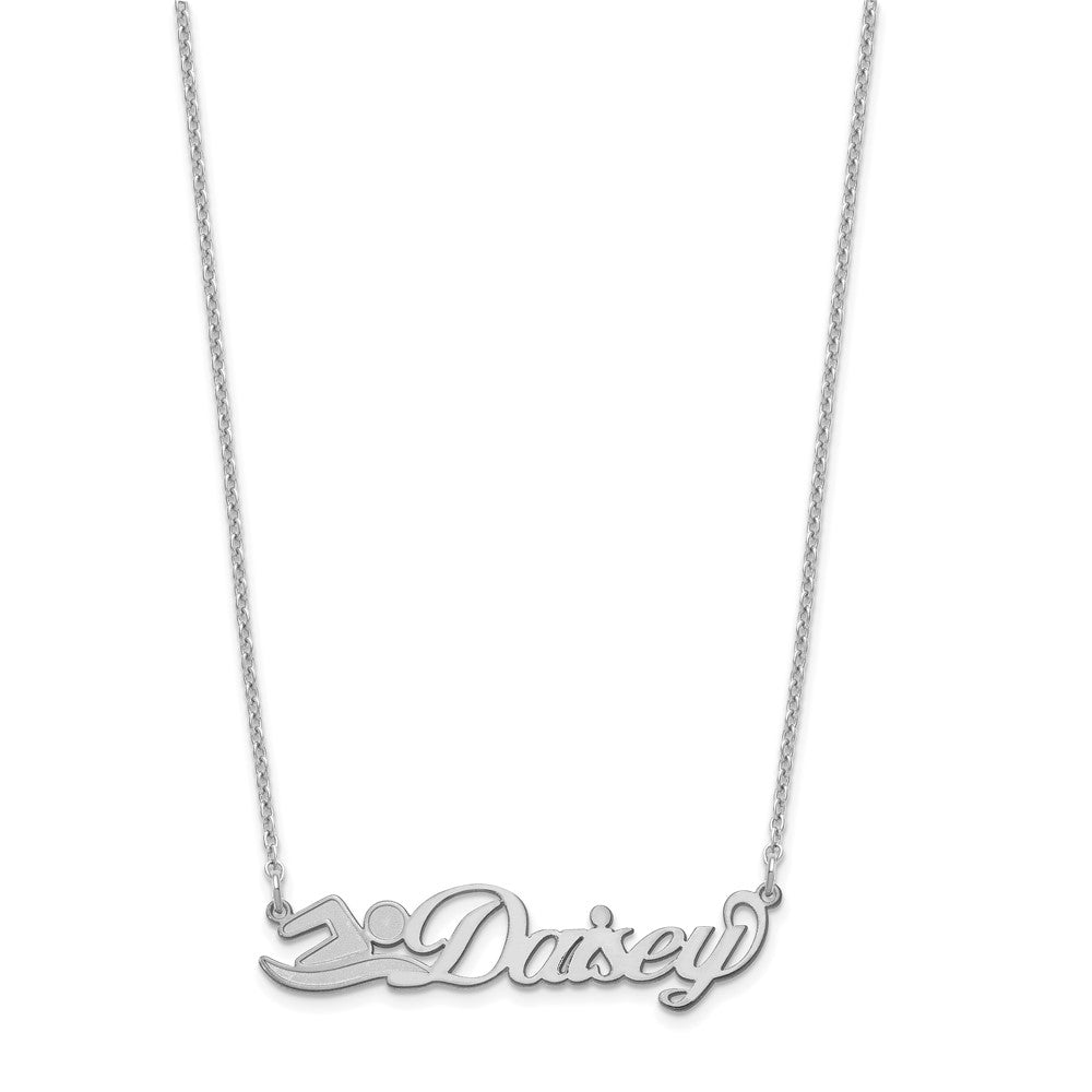 Sterling Silver/Rhodium-plated Small Customized Name Plate Necklace