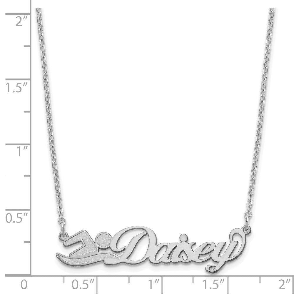 Sterling Silver/Rhodium-plated Small Customized Name Plate Necklace