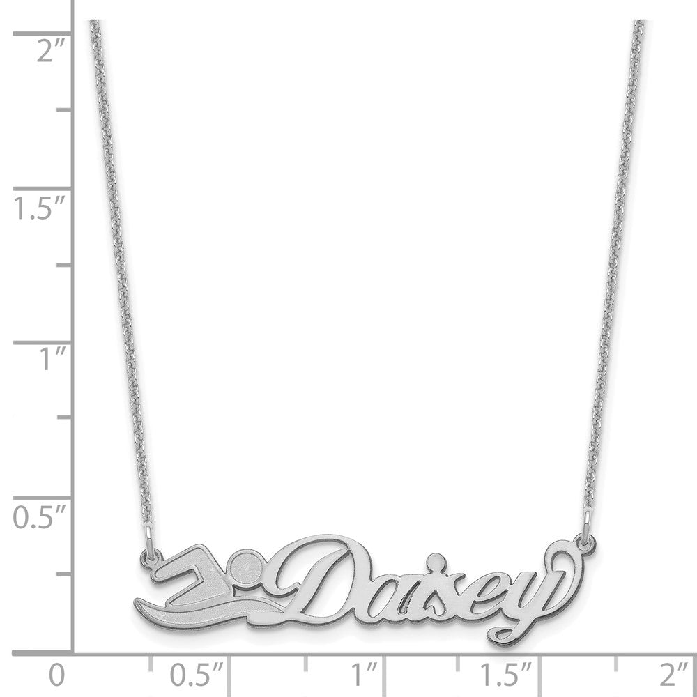 10k White Gold Small Customized Name Plate Necklace