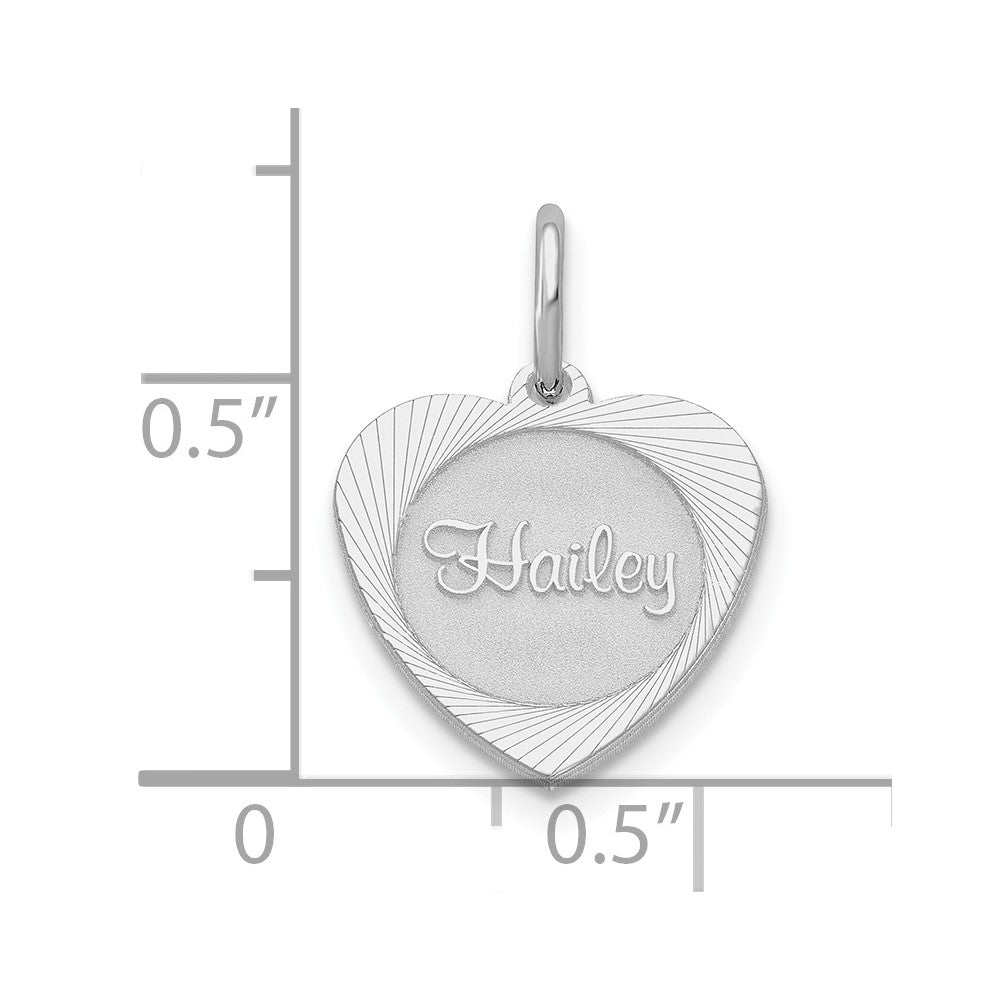 10k White Gold Small Heart Disc Name Charm