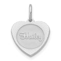 14k White Gold Small Heart Disc Name Charm