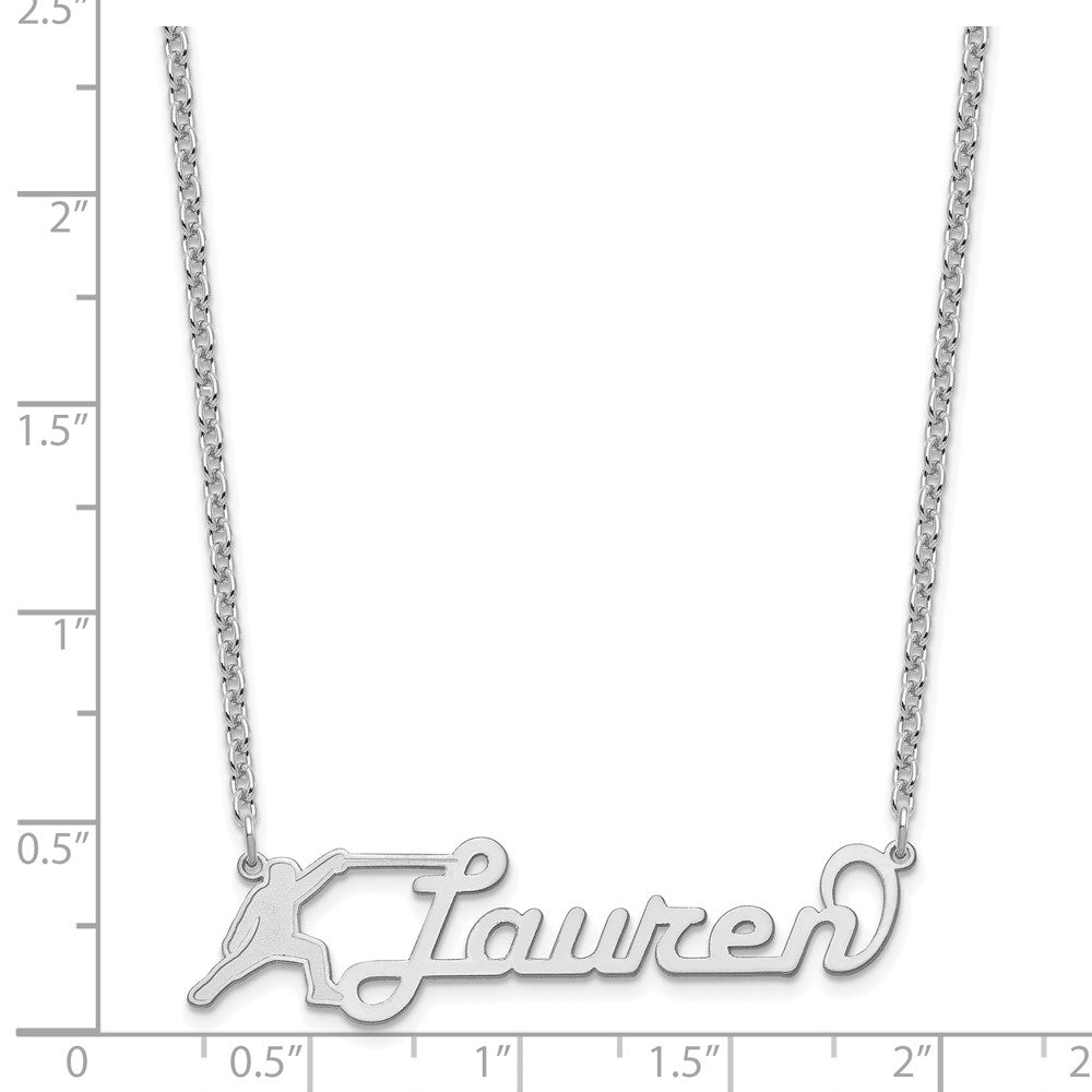 SS/Rhodium-plated Medium Customized Name Plate Necklace