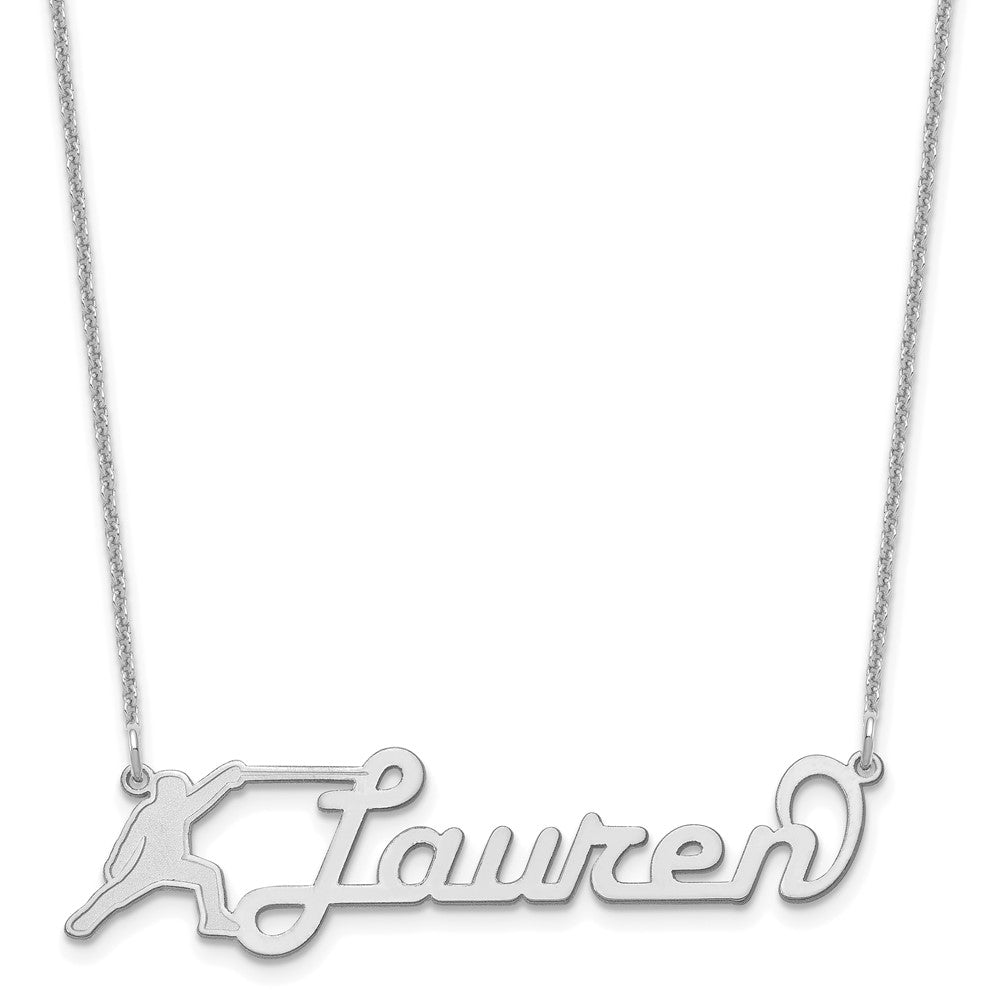 10k White Gold Medium Customized Name Plate Necklace