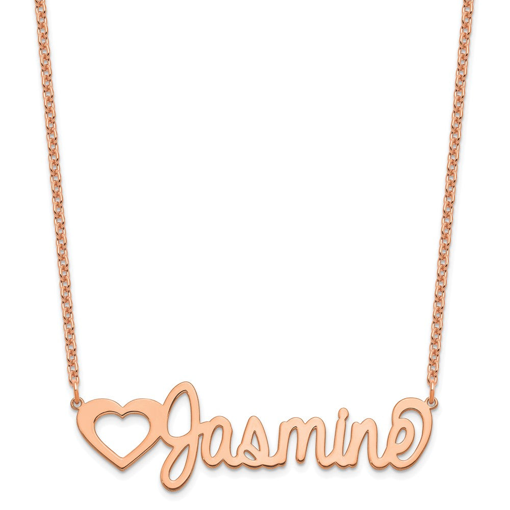 Sterling Silver/Rose-plated Large Customized Name Plate Necklace