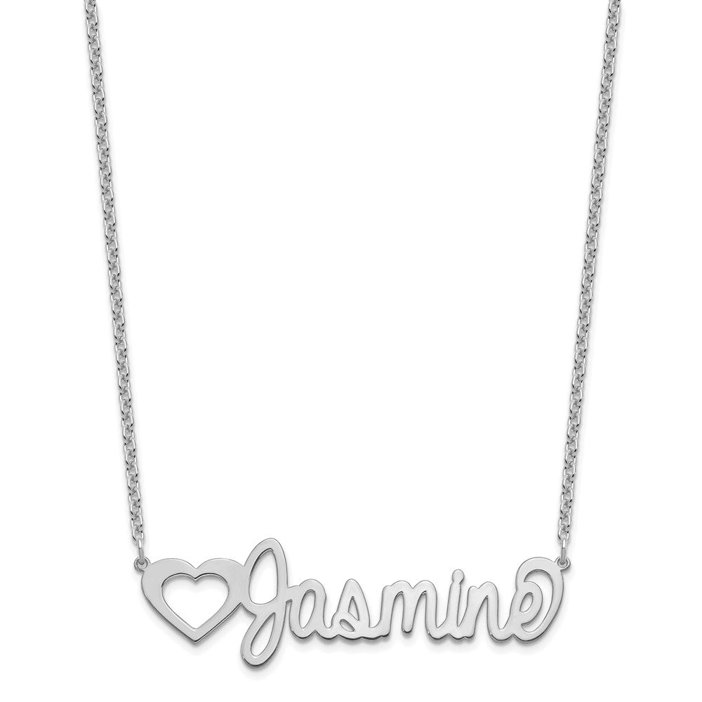 SS/Rhodium-plated Large Customized Name Plate Necklace