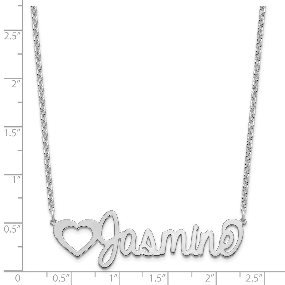 SS/Rhodium-plated Large Customized Name Plate Necklace
