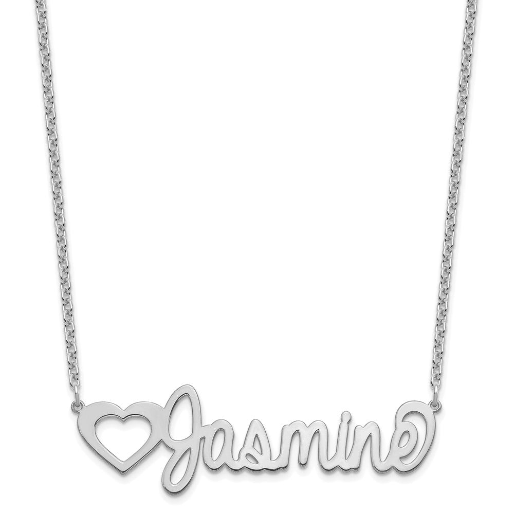 SS/Rhodium-plated Large Customized Name Plate Necklace