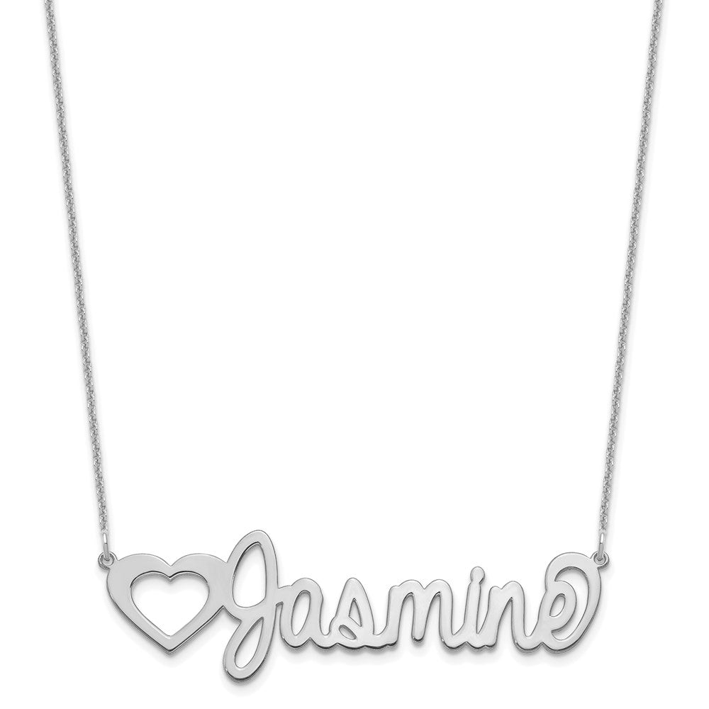 10k White Gold Large Customized Name Plate Necklace