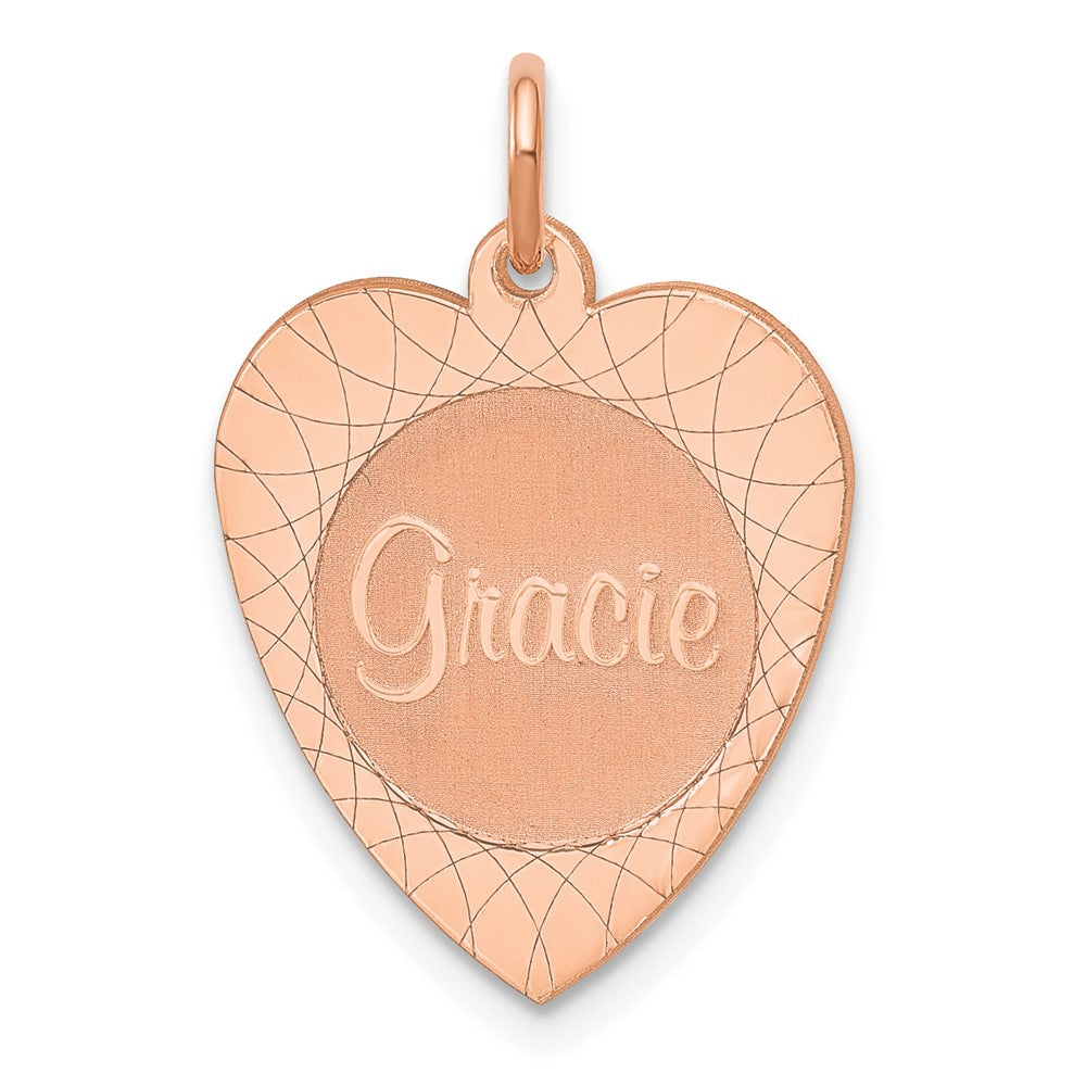Sterling Silver/Rose-plated Heart Disc Name Charm