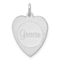 Sterling Silver/Rhodium-plated Heart Disc Name Charm