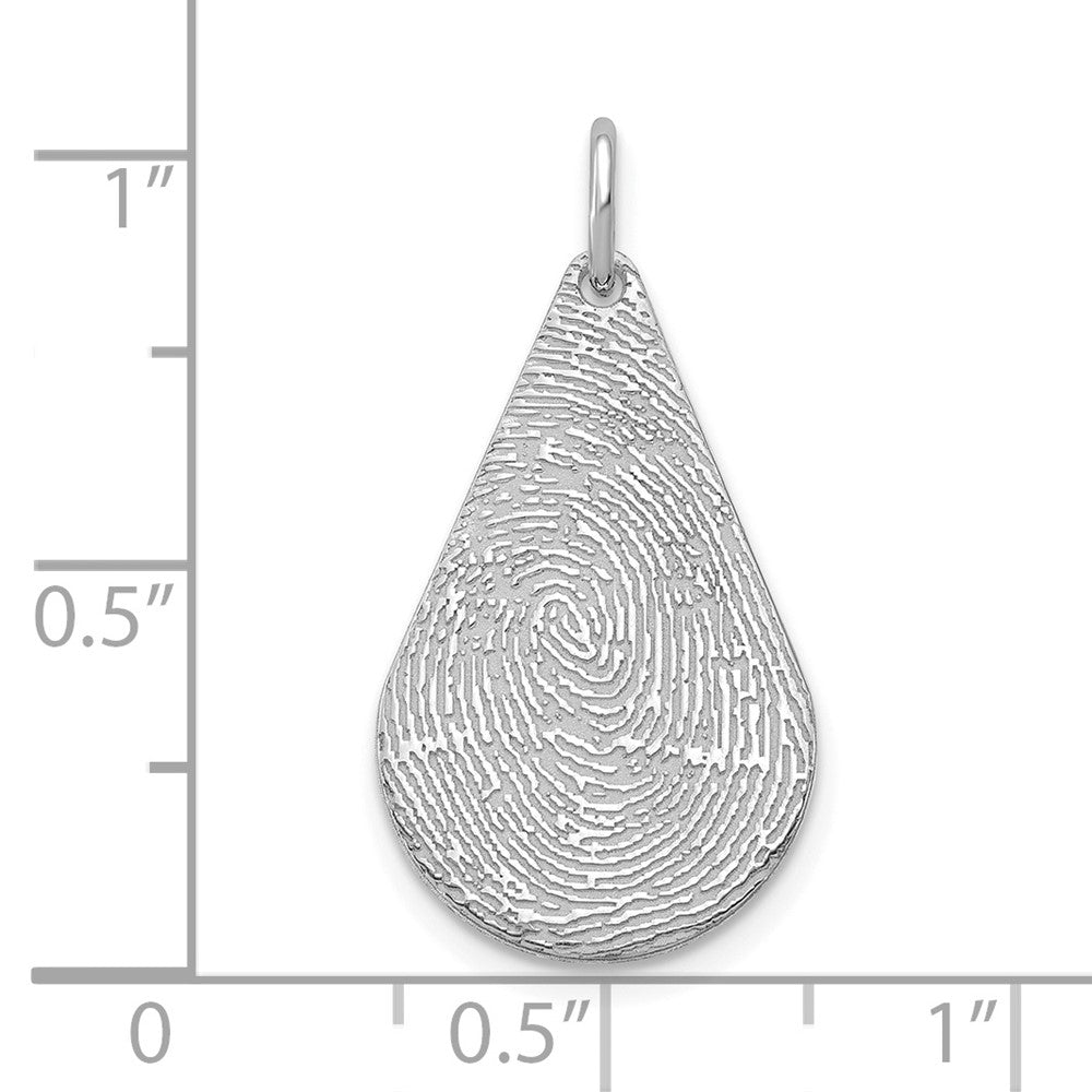 Sterling Silver/Rhodium-plated Tear Drop Fingerprint Charm