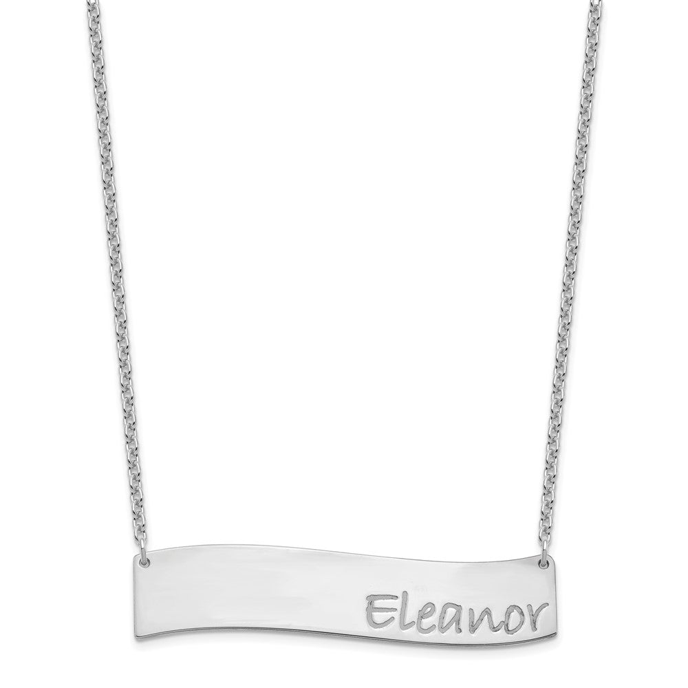SS/Rhodium-plated Large BRADLEY HAND Curved Bar Necklace