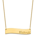 14k Medium Yellow Gold Medium BRADLEY HAND Curved Bar Necklace