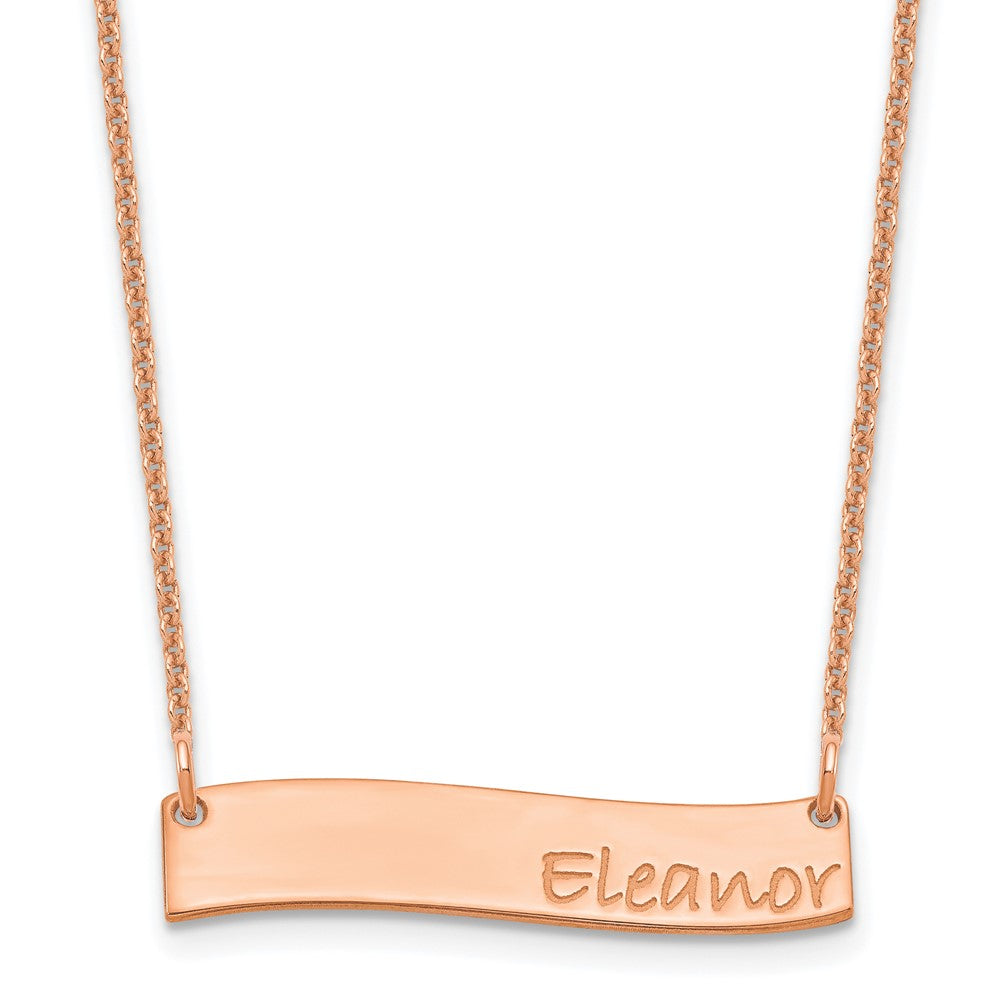 14k Rose Gold Small BRADLEY HAND Curved Bar Necklace