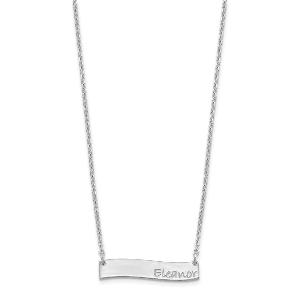 SS/Rhodium-plated Small BRADLEY HAND Curved Bar Necklace
